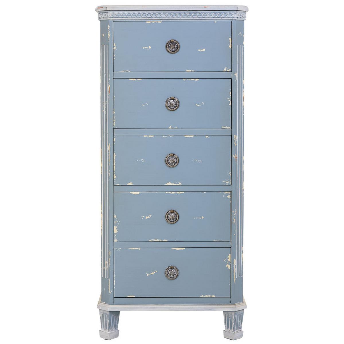 HOLZKOMMODE mit 5 schubladen 50x35x110 cm blau - Blau, Holz (50/110/35cm) - Wanderlust