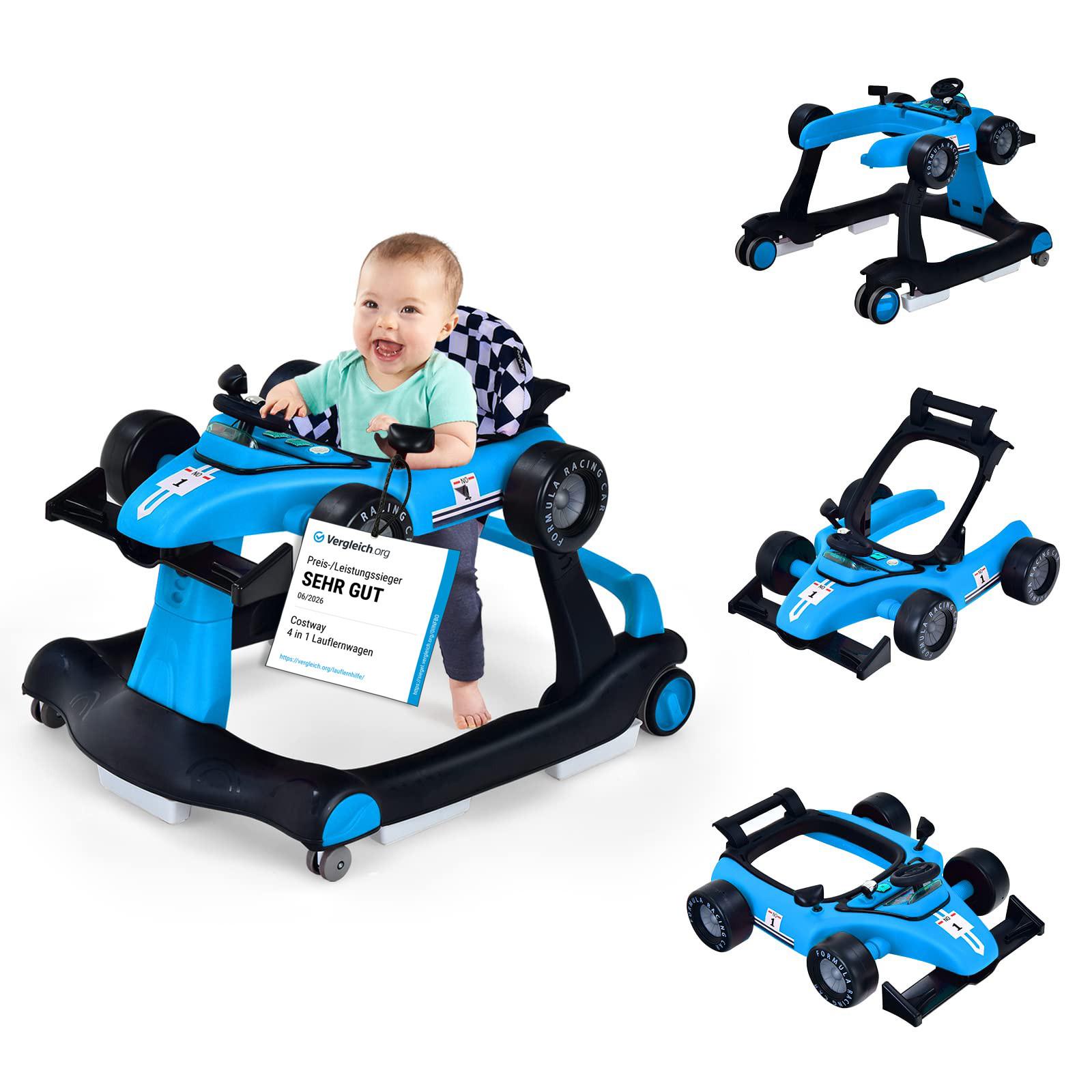 LAUFLERNWAGEN Klappbar Blau - Blau, Kunststoff (76/56/64cm) - COSTWAY