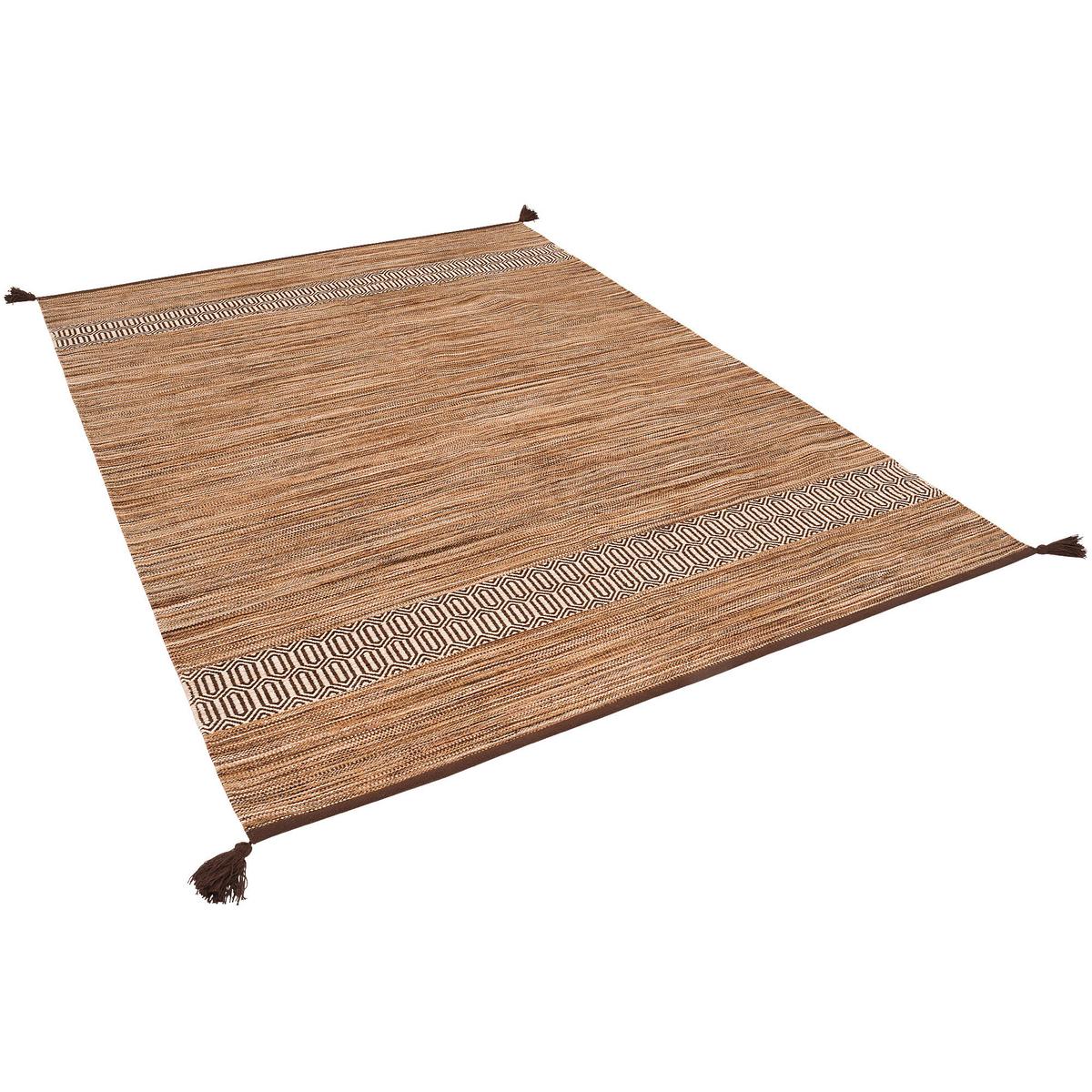 NATUR BAUMWOLLE TEPPICH KELIM TOSKANA - Braun, Textil (90/160cm) - Pergamon