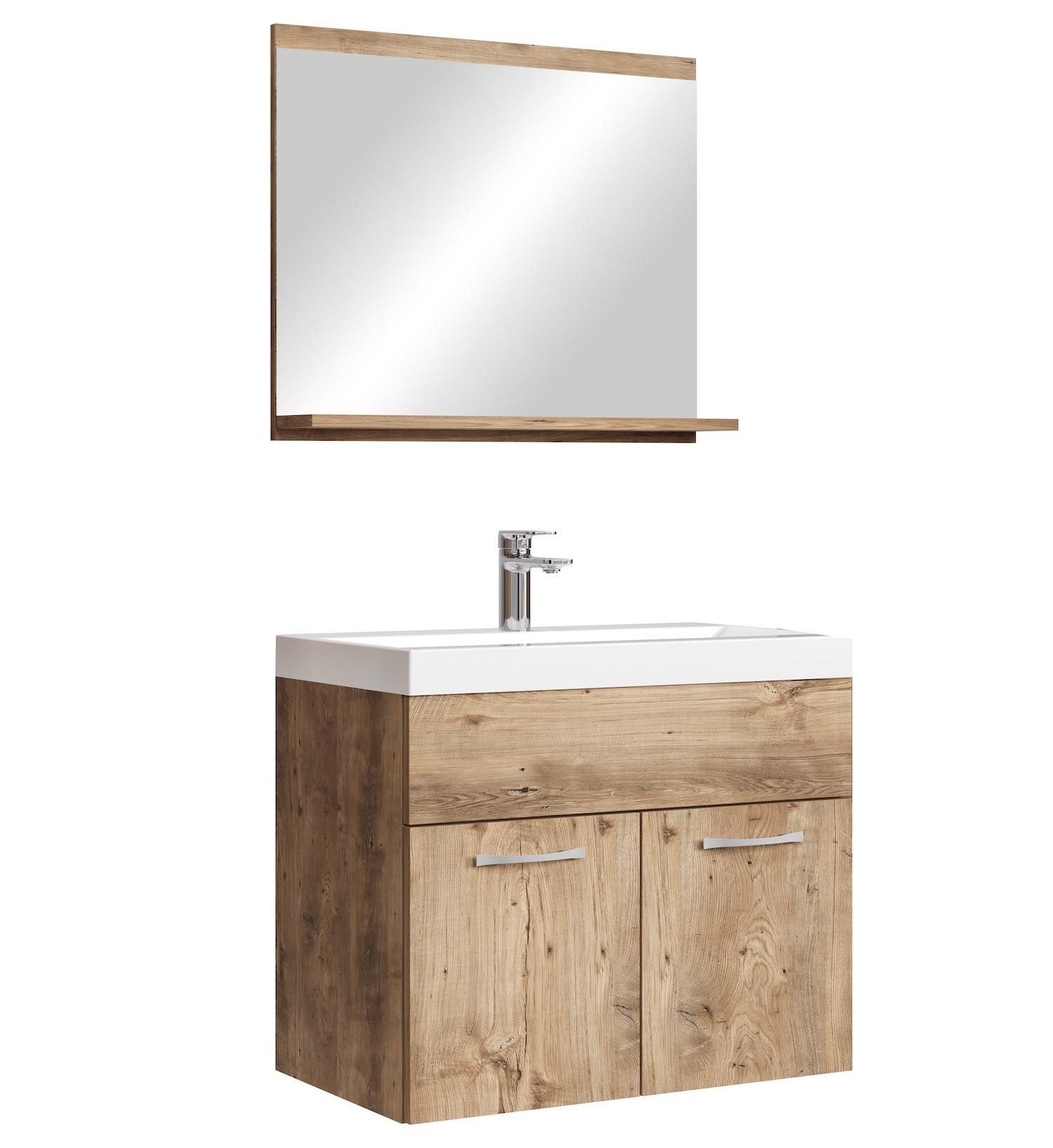 BADMÖBEL-SET Montreal 3 Teile Kastanien Eiche - 60 x 35 x 51 cm - Kastanienfarben/Eichefarben, Holz (60/51/35cm) - Badplaats