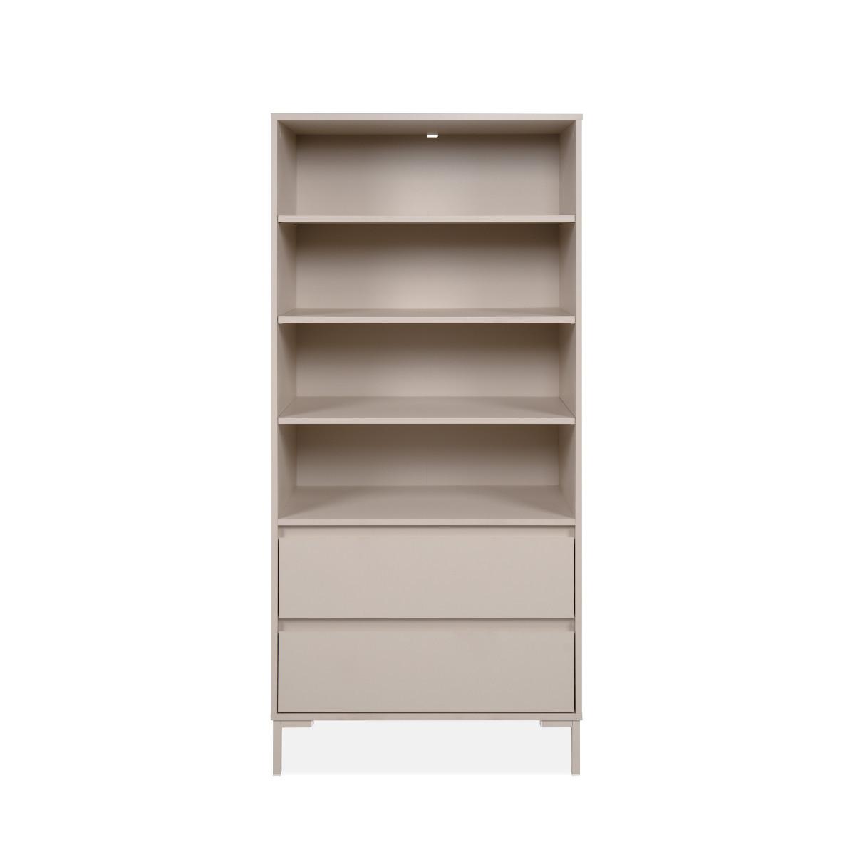 BUCHERREGAL 3 Regalböden und 2 Schubladen, Farbe Kaschmir 40/165/77,5 cm - Beige, Holzwerkstoff (40/165/77.5cm) - Calicosy