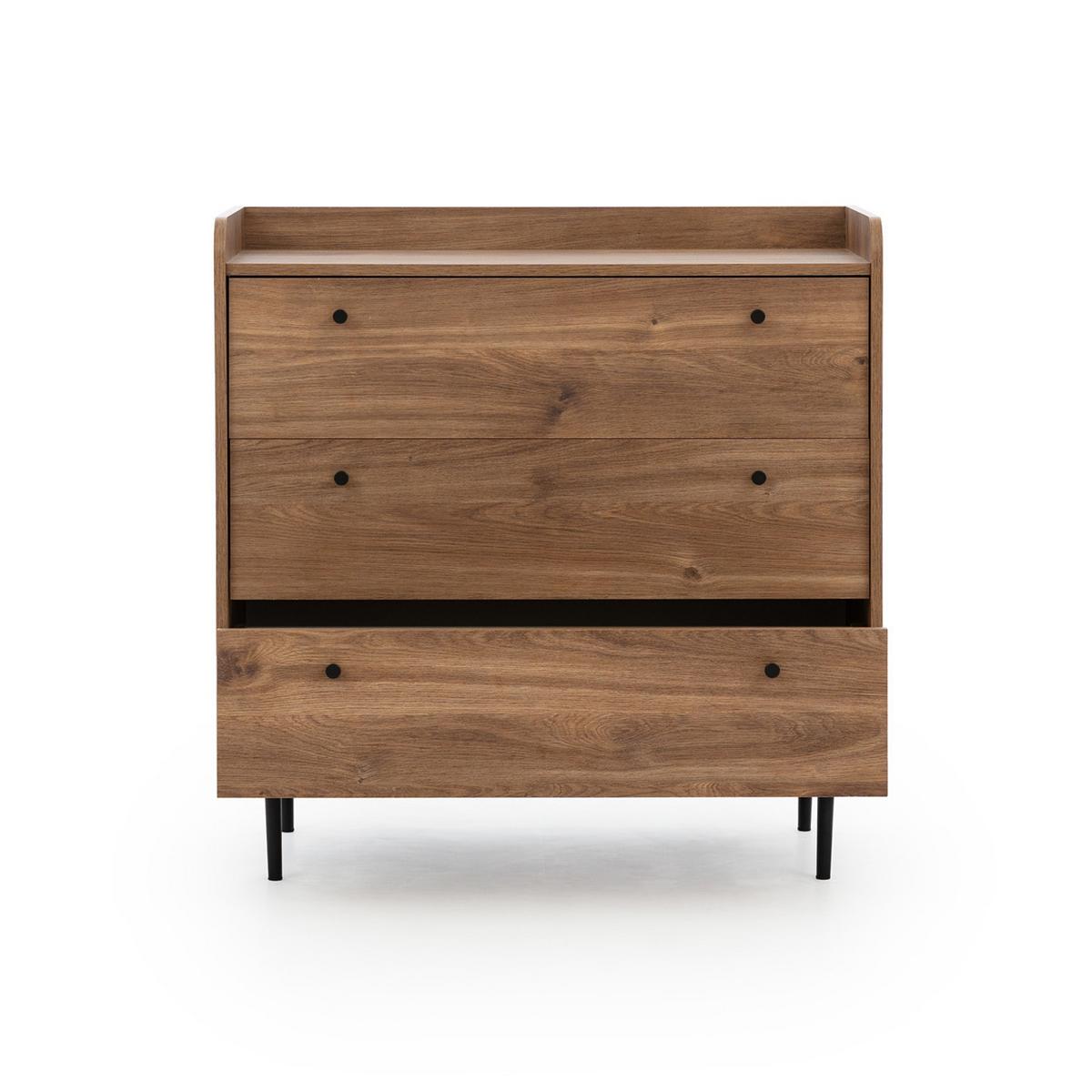 KOMMODE Vasilia mit 3 Schubladen, Brandy Castello - Eichefarben, Holzwerkstoff (90/90/45cm) - Beautysofa