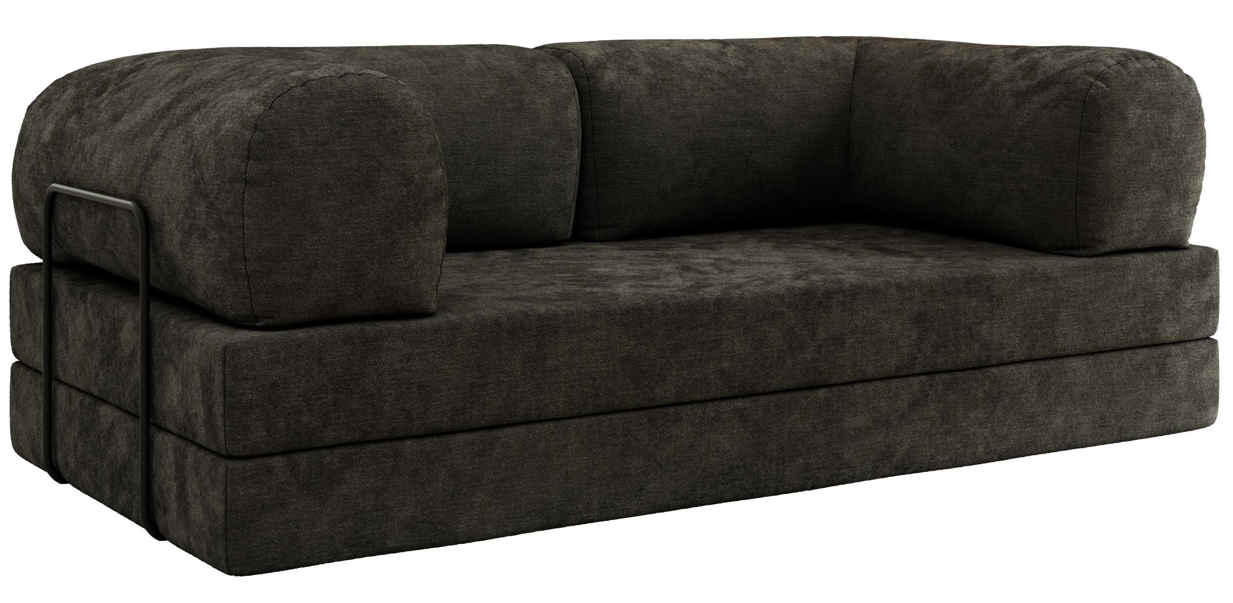 3-SITZER SOFA ORSETTO - Dunkelgrau Schenille glatt - Dunkelgrau/Schwarz, Textil/Metall (200/70/100cm) - MKS