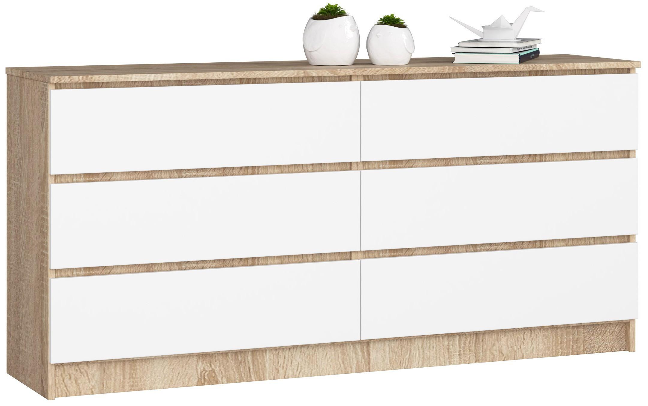 KOMMODE Eiche Sonoma, Weiß 77/160/40 - Weiß, Holzwerkstoff (160/77/40cm) - RAUMHIRSCH FURNITURE