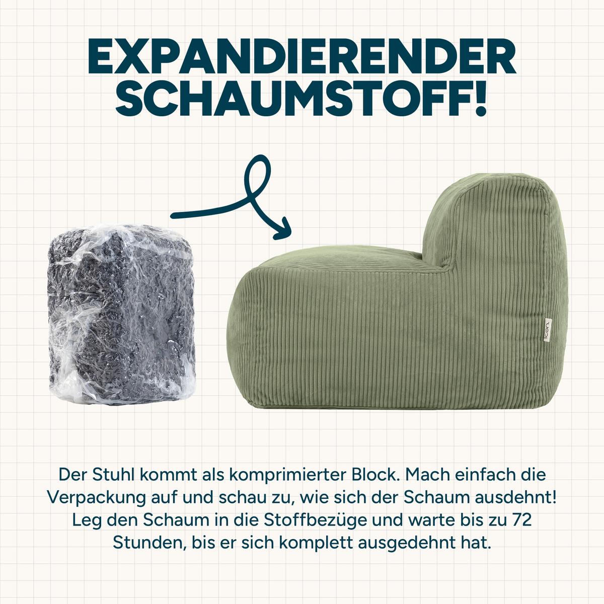 SITZSACK-SESSEL ZEN modular Cord - Grün, Textil (95/68/100cm) - icon