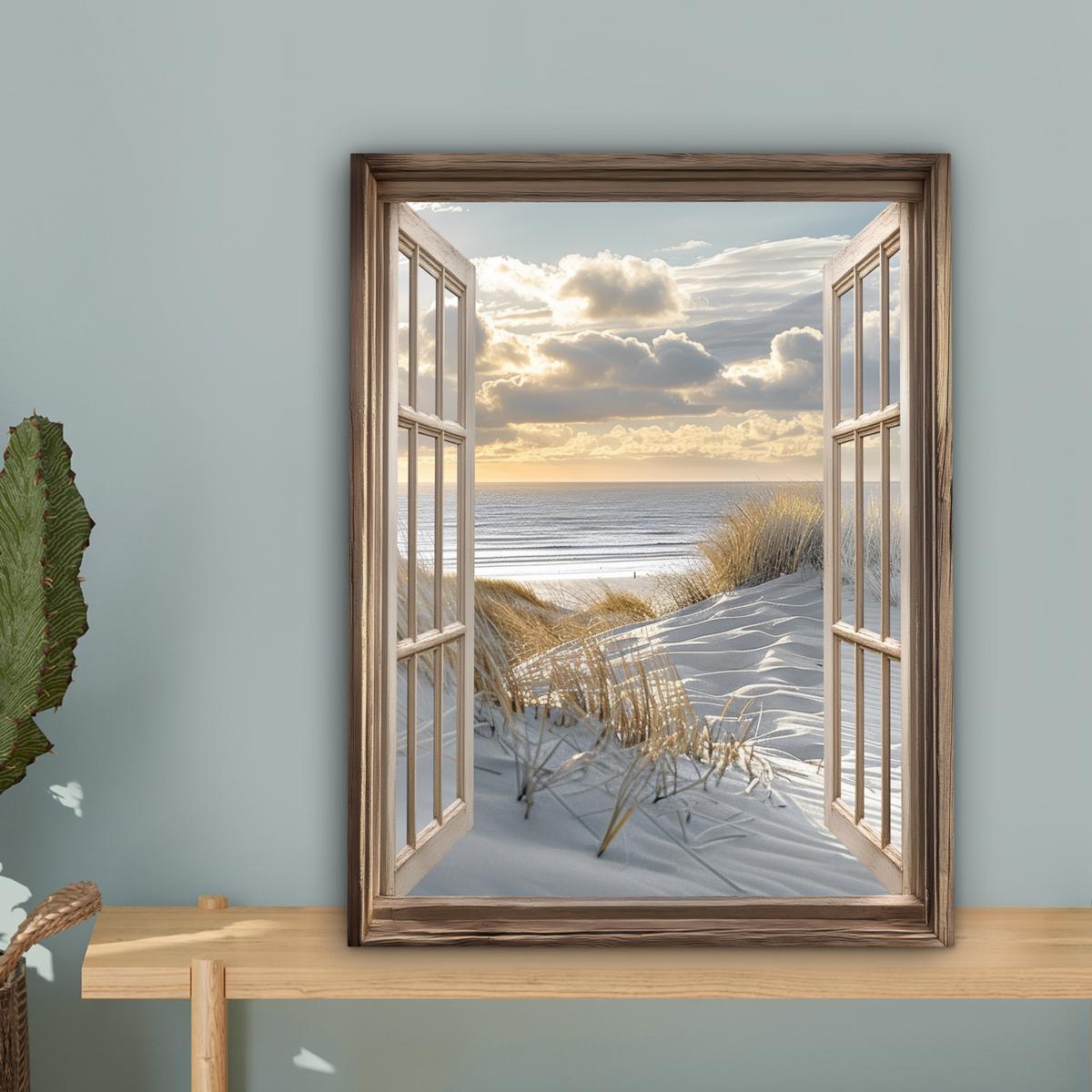 LEINWANDBILD Ausblick - Strand - Dünen - Meer - Natur Room Decor 30x40 cm - Sandfarben, Textil (30/40cm) - MuchoWow