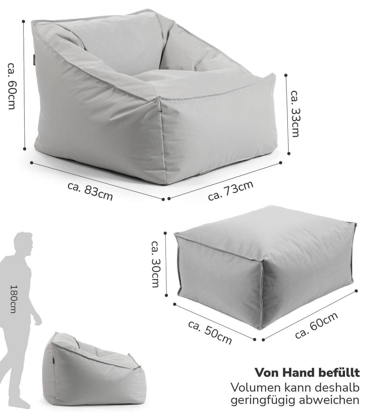 OUTDOOR SITZSACK Der Sunnyboy mit Hocker - Grau, Textil (80/60/83cm) - Mokebo