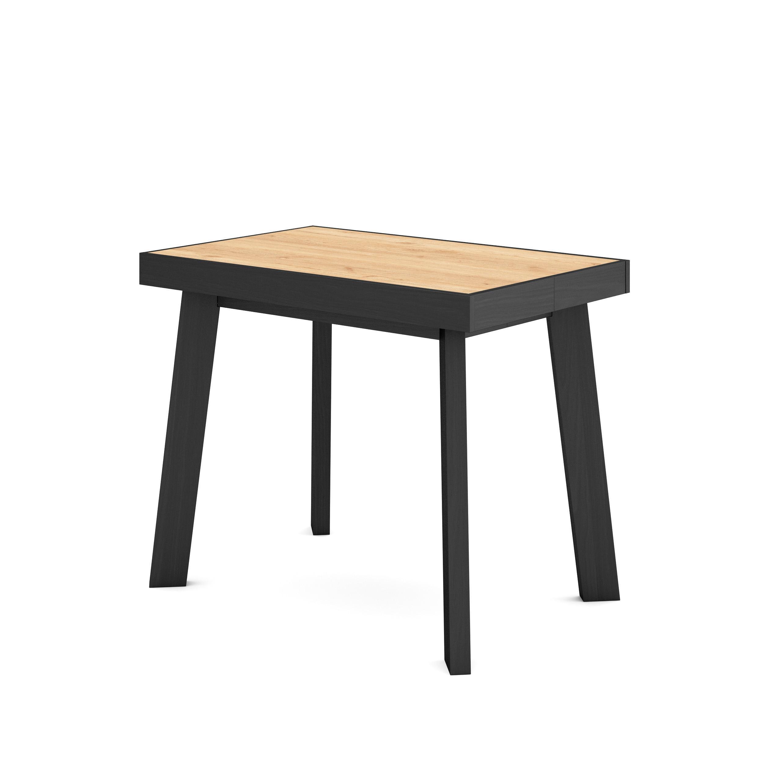 KONSOLENTISCH ausziehbar 58 bis 140cm, für 6 Gäste, eiche, schwarz, 90/58/73cm - Eichefarben/Schwarz, Holzwerkstoff (90/140/73cm) - Skraut Home