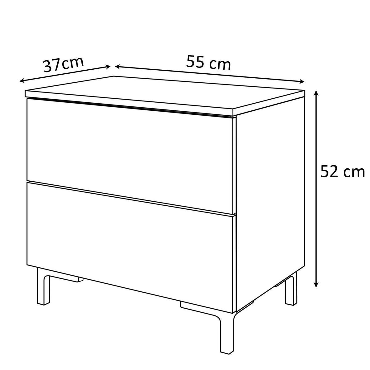 NACHTTISCH LINA KASCHMIR mit LED-Beleuchtung, schwarzen Beinen und Griffen - Kaschmir/Schwarz, Holzwerkstoff (55/52/37cm) - Lookway