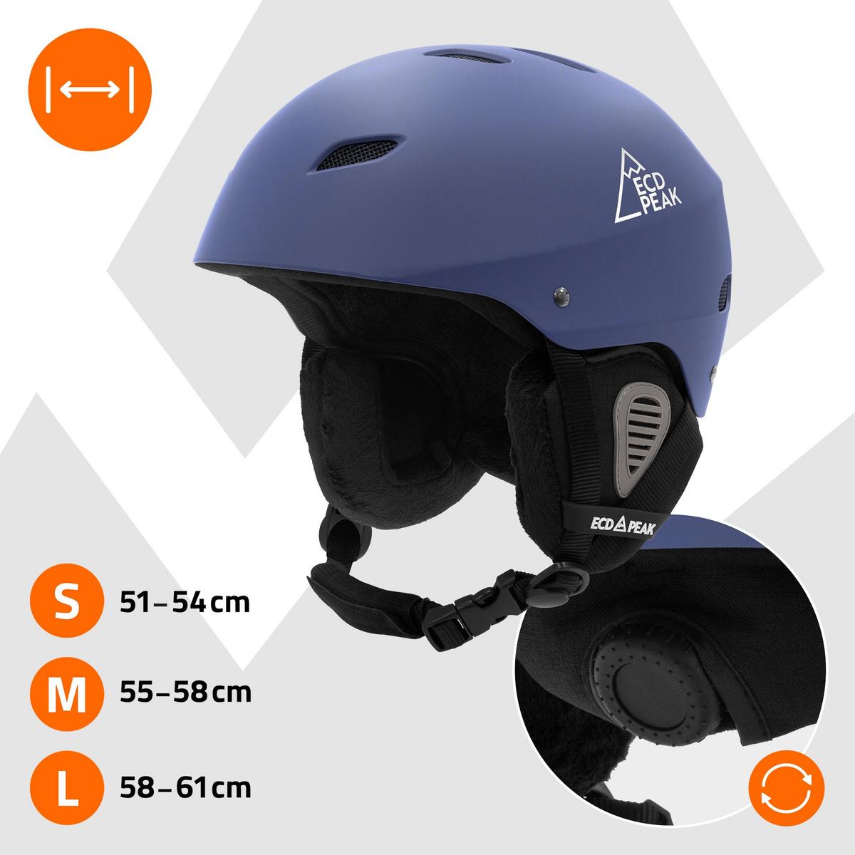 SKIHELM für Herren und Damen Snowboardhelm robust Blau M 55-58 cm - Blau, Kunststoff (29/23cm) - ECD-Germany