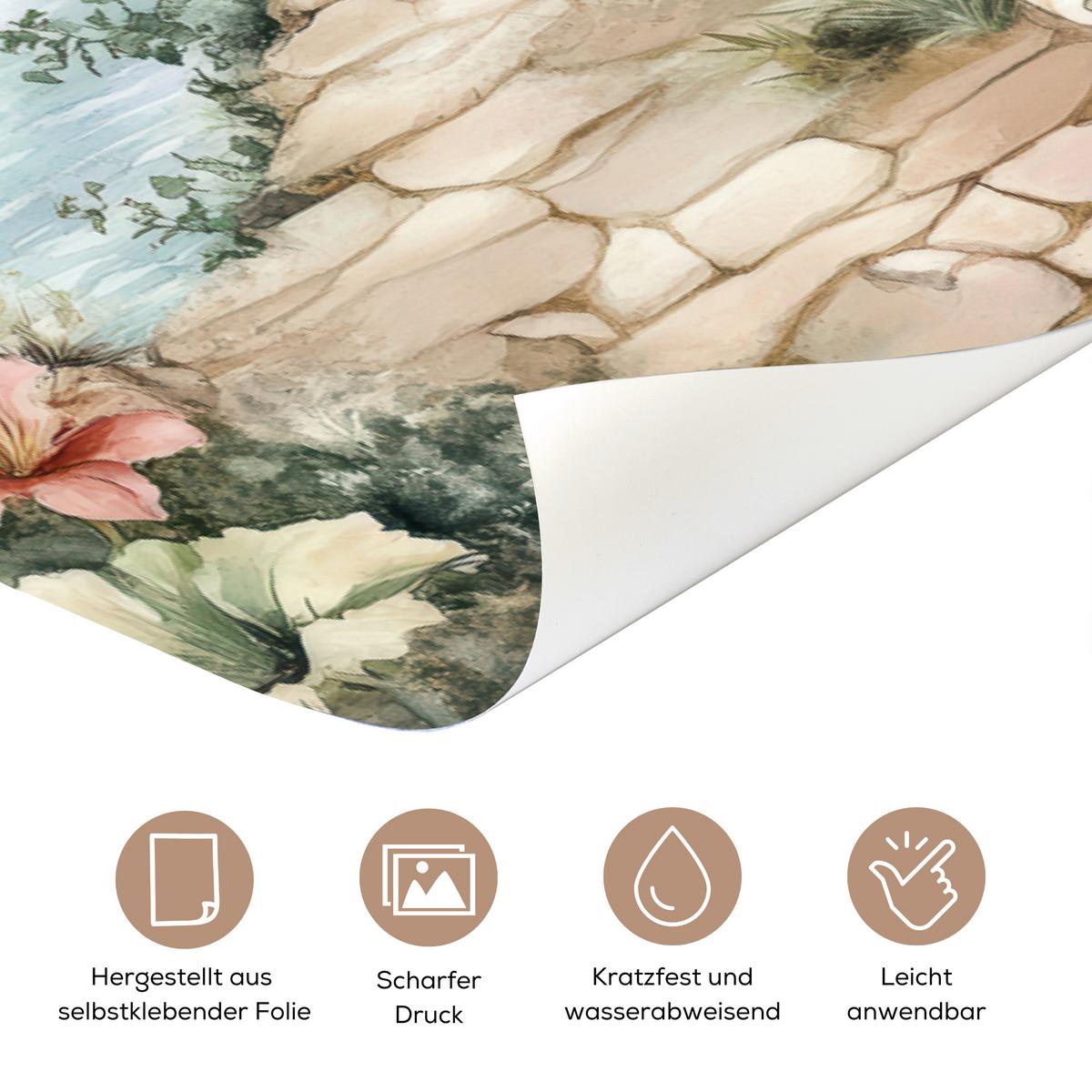 TÜRAUFKLEBER Leuchtturm - Natur - Landschaft - Boot Room Decor 85x205 cm - Türtapete - Eichefarben, Kunststoff (85/0.1cm) - MuchoWow
