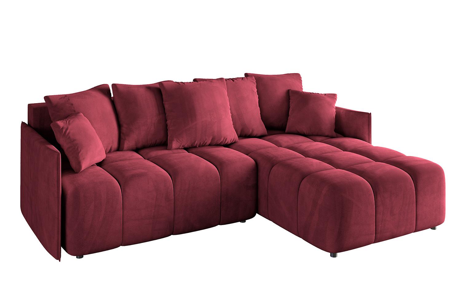 ECKSOFA Ottomane rechts LONLI-L 251x189x68 Bordeaux Velours - Bordeaux, Holzwerkstoff/Kunststoff (189/251cm) - ALTDECOR