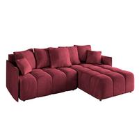 ECKSOFA Ottomane rechts LONLI-L 251x189x68 Bordeaux Velours - Bordeaux, Holzwerkstoff/Kunststoff (189/251cm) - ALTDECOR