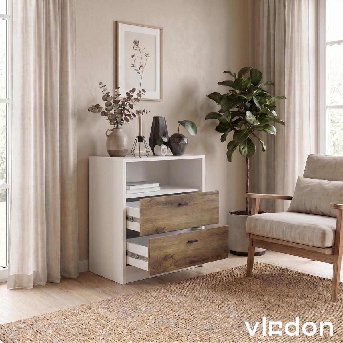 KOMMODE Pino Fronten in Anthrazit matt - Dunkelgrau/Anthrazit, Holzwerkstoff (56/67.5/36cm) - Vladon