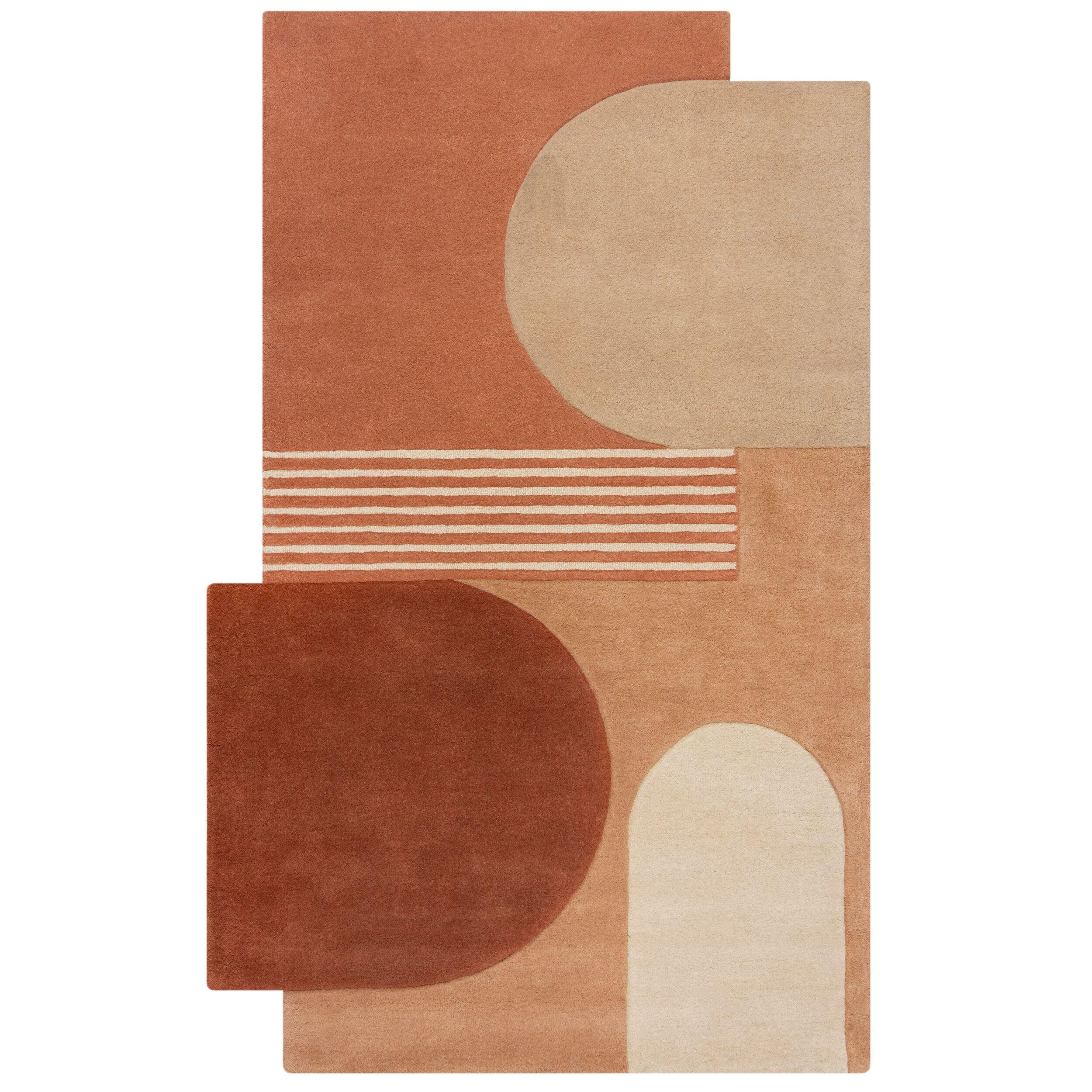 TEPPICH aus Wolle HALLEIN in Terrakotta, geometrisch-abstrakt, 150 x 240 cm - Orange, Textil (150/240cm) - KADIMA DESIGN