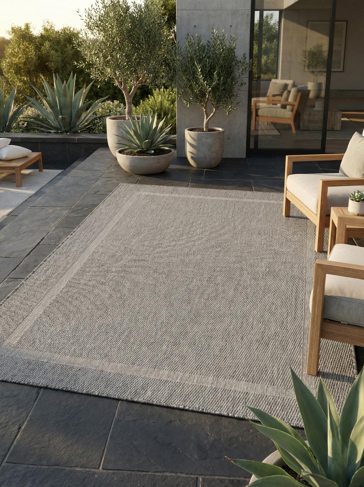 TEPPICH Outdoor ALSTER in Grau, einfarbig, 240 x 340 cm - Grau, Textil (340/240cm) - KADIMA DESIGN