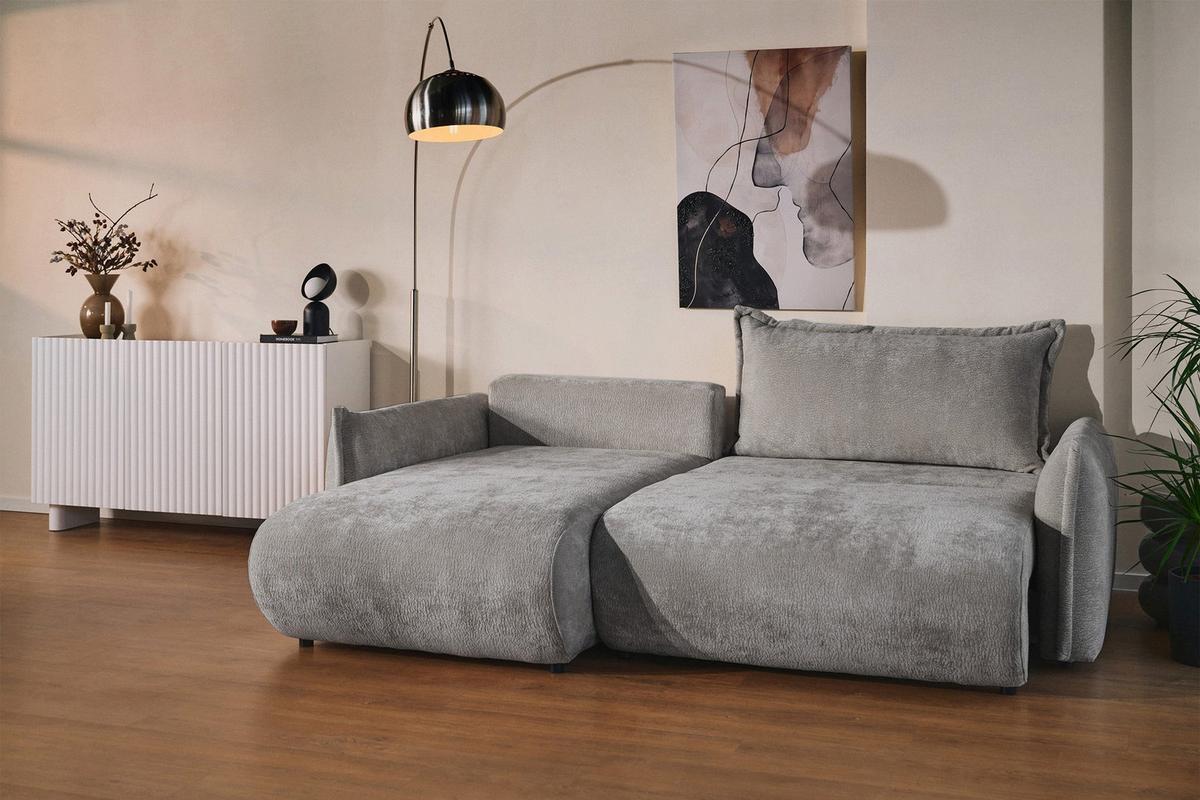 ECKSOFA Cushi Grau-Chenille - Schwarz/Grau, Kunststoff/Textil (252/183cm) - Selsey