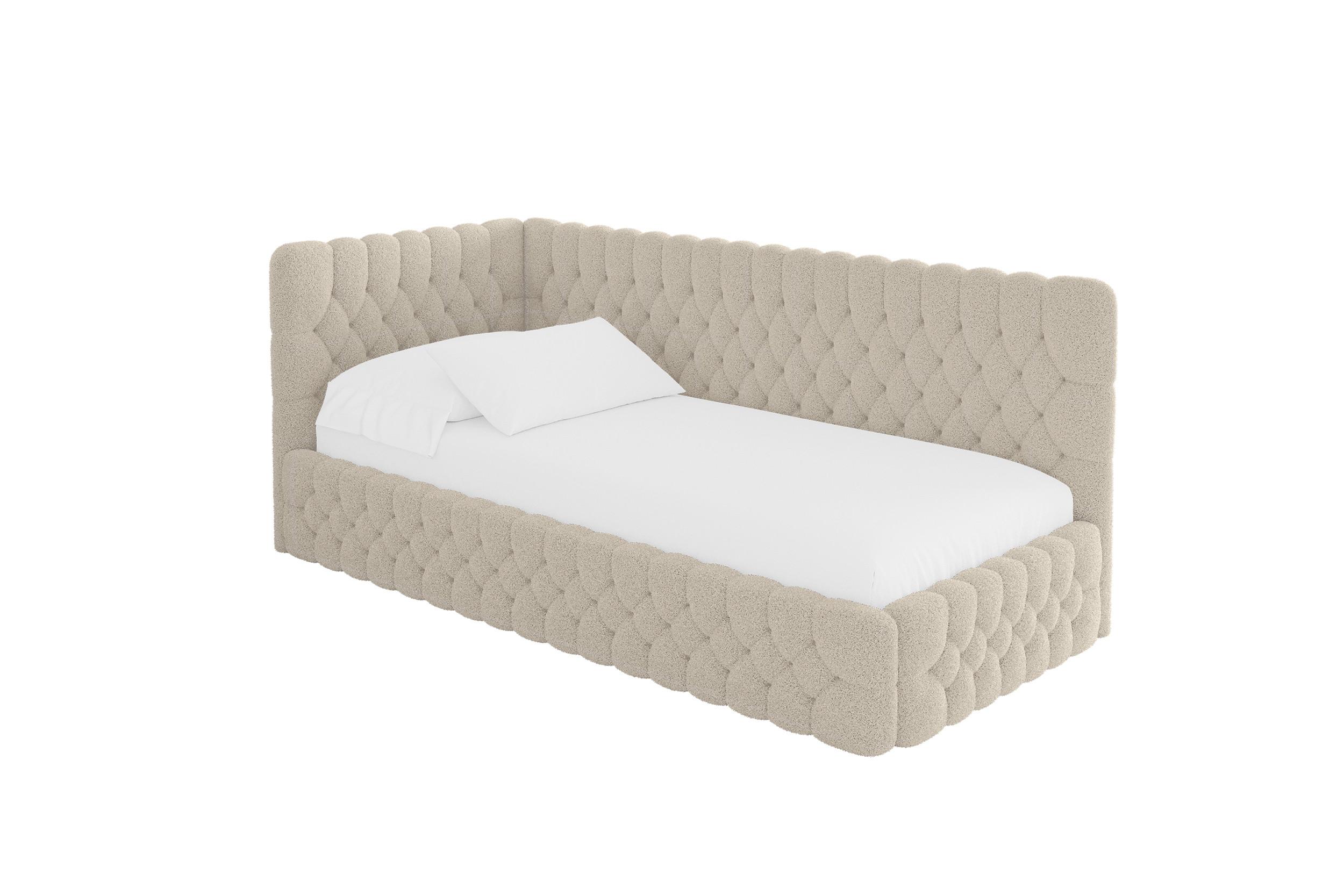 EINZELLBETT Jugendbett mit Bettkasten, Rechts - MULY 100x200 Dunkelbeige - Taupe, Holzwerkstoff/Textil (100/200cm) - ALTDECOR