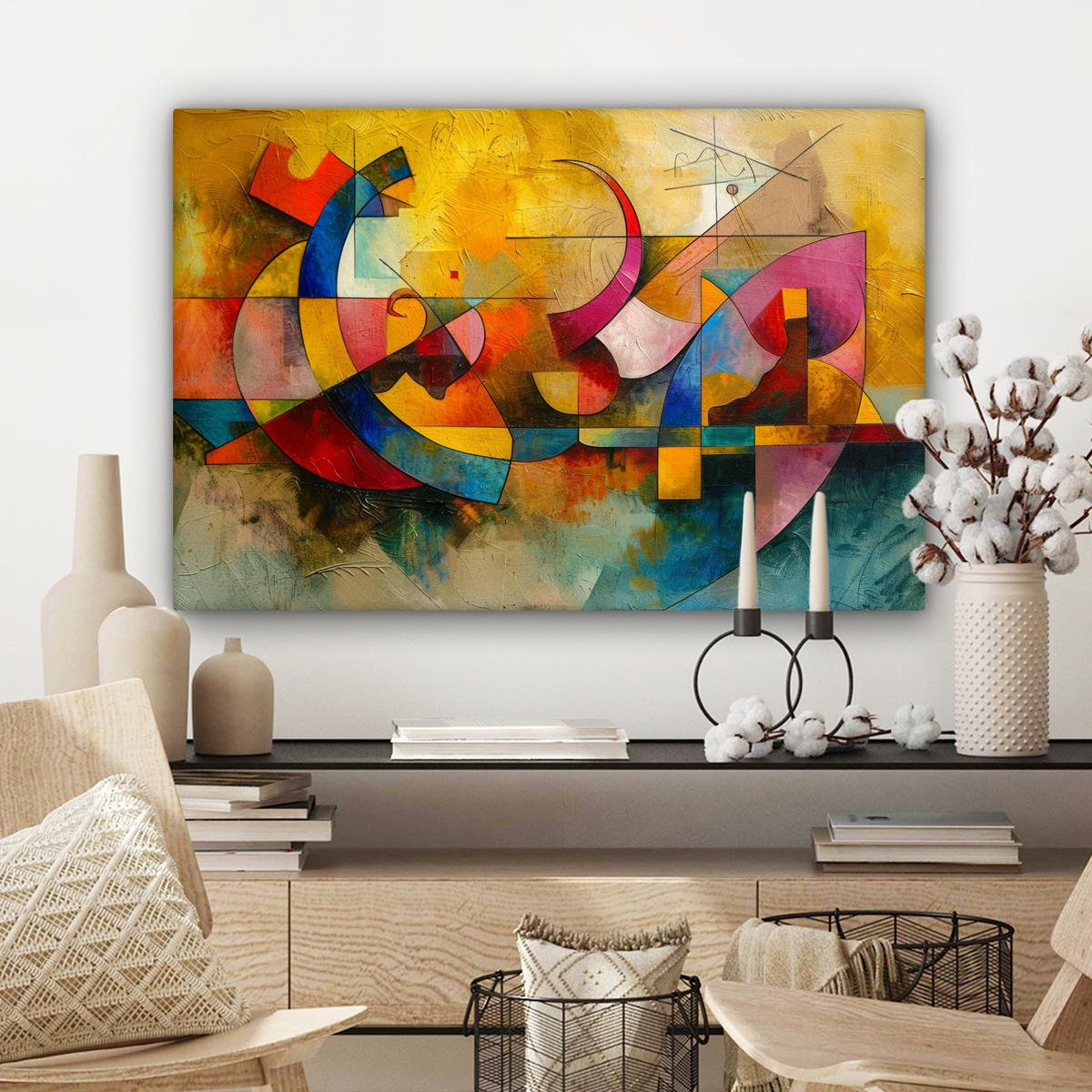 LEINWANDBILD Kunst - Abstrakt - Modern Wanddeko 90x60 cm - Gelb, Textil (90/60cm) - MuchoWow