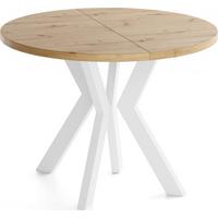 ESSTISCH Savio Weiß rund ausziehbar verlängerbar, Eiche Artisan Hellbraun 80-130/80/77 cm - Eiche Artisan/Weiß, Holz/Holzwerkstoff (80/130/77cm) - WFL GROUP