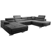 WOHNLANDSCHAFT Vild mit verstellbaren Kopfstützen, Grau, rechts - Chromfarben/Grau, Textil (350/90/205cm) - Beautysofa