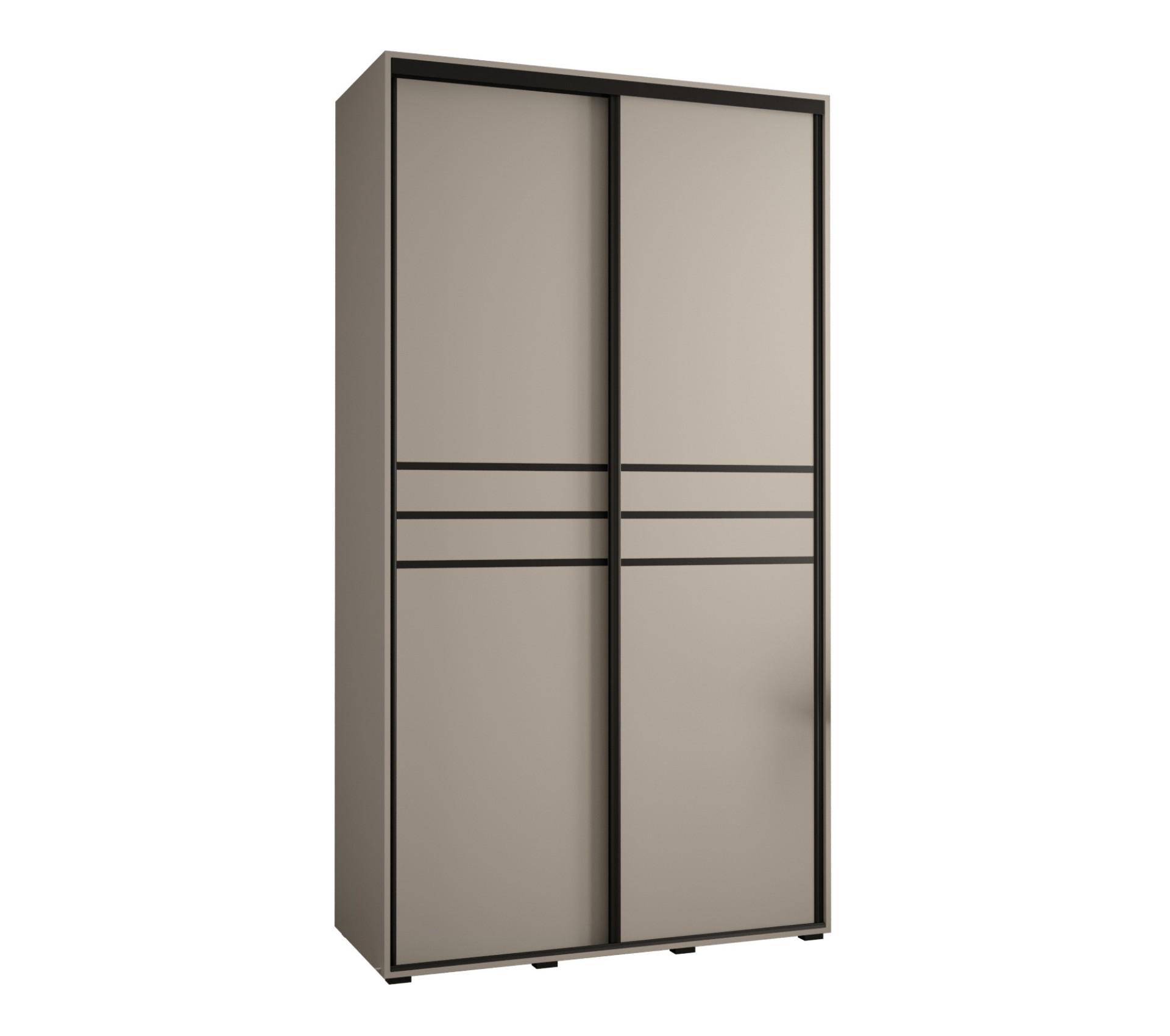 SCHWEBETÜRENSCHRANK 235,2/140/45 2-türig - Kaschmir/Schwarz, Holz/Metall (140/235.2/45cm) - MÖBEL KRYSPOL