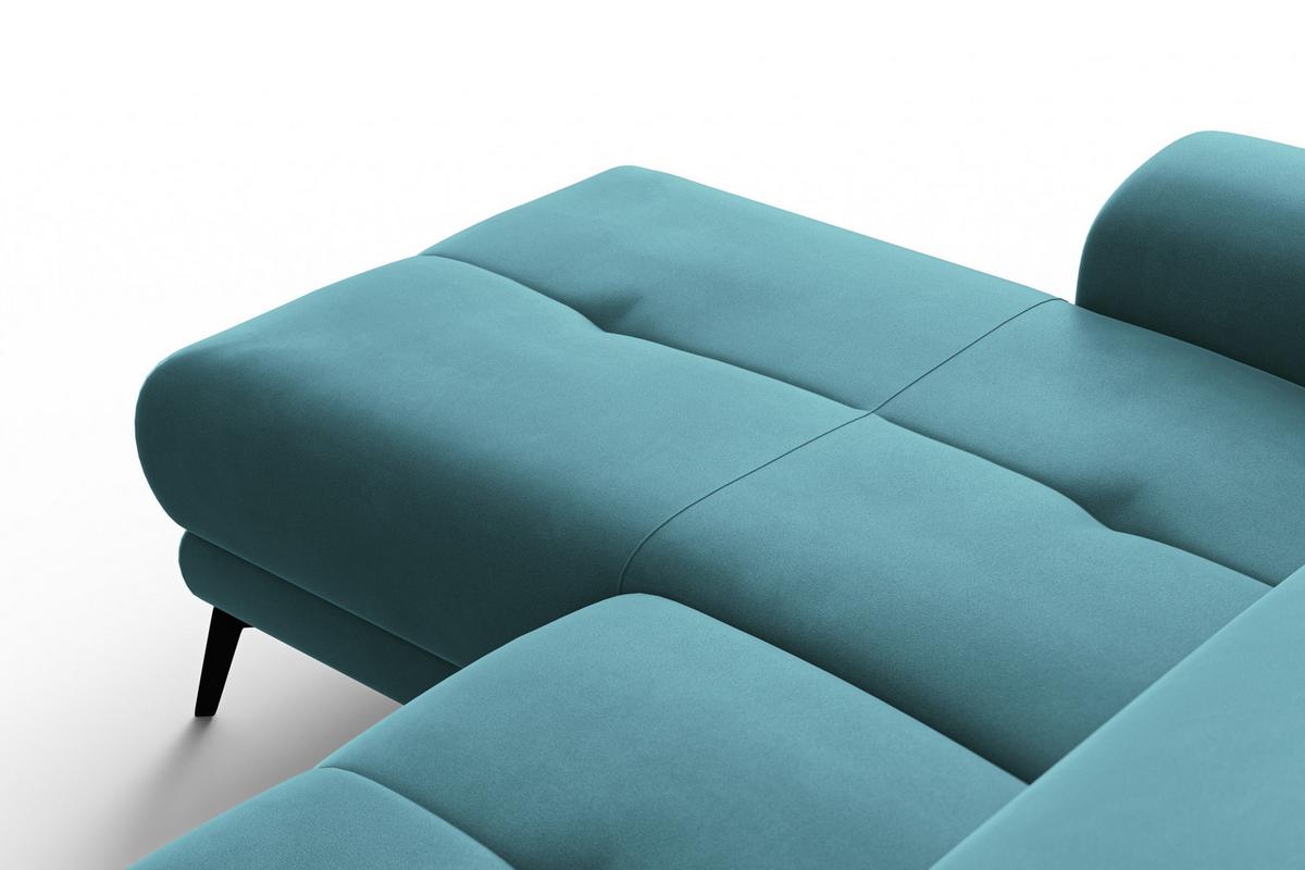 ECKSOFA FIERO 4-Sitzer LINKS, Minter Veloursstoff - Schwarz/Mintgrün, Holz/Textil (288/170cm) - Courtois Laville