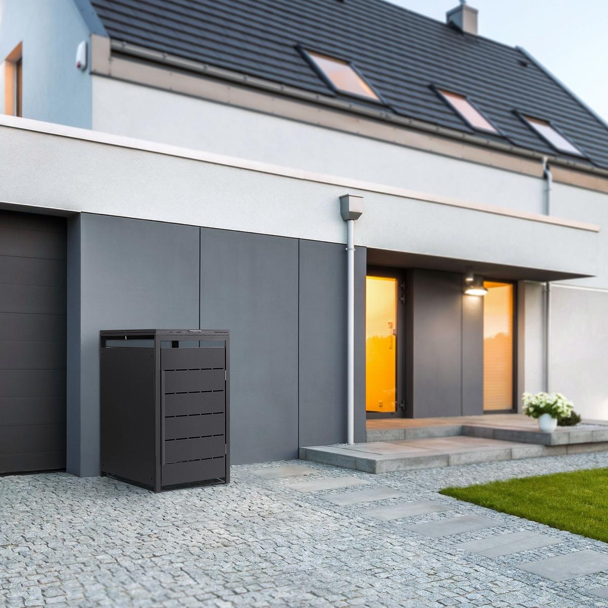 MÜLLTONNENBOX 1er 240L 68x80x120 cm Anthrazit aus Stahl wetterfest - Anthrazit, Metall (80/120/68cm) - ML-DESIGN