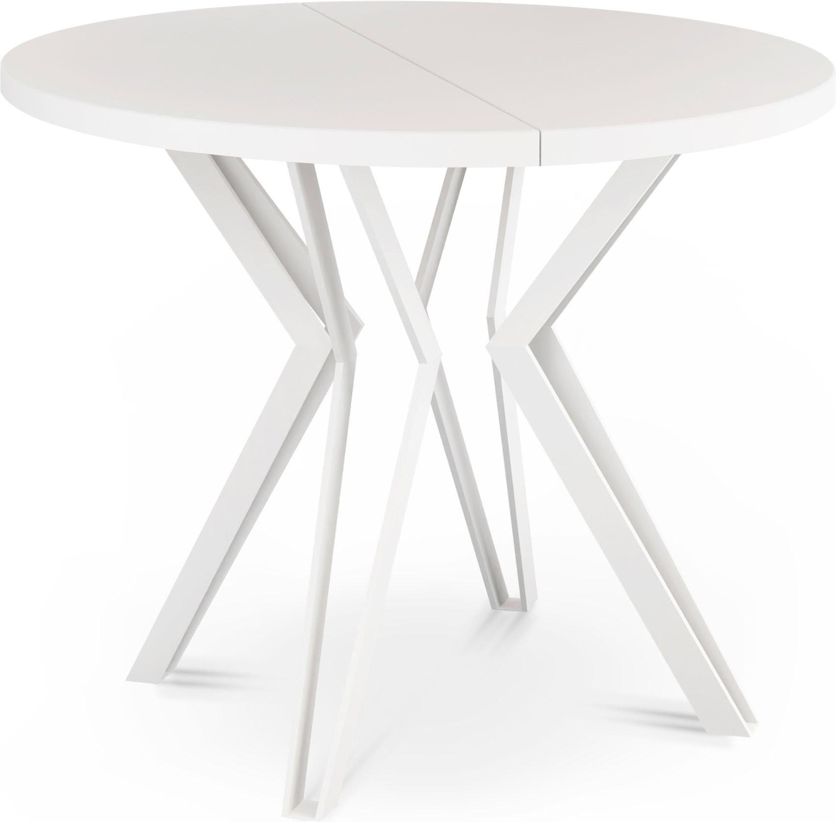 ESSTISCH Austin runder ausziehbarer, Weiß 100-180/100/76 cm - Weiß, Holzwerkstoff/Metall (100/180/76cm) - WFL GROUP