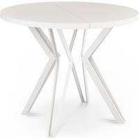 ESSTISCH Austin runder ausziehbarer, Weiß 100-180/100/76 cm - Weiß, Holzwerkstoff/Metall (100/180/76cm) - WFL GROUP