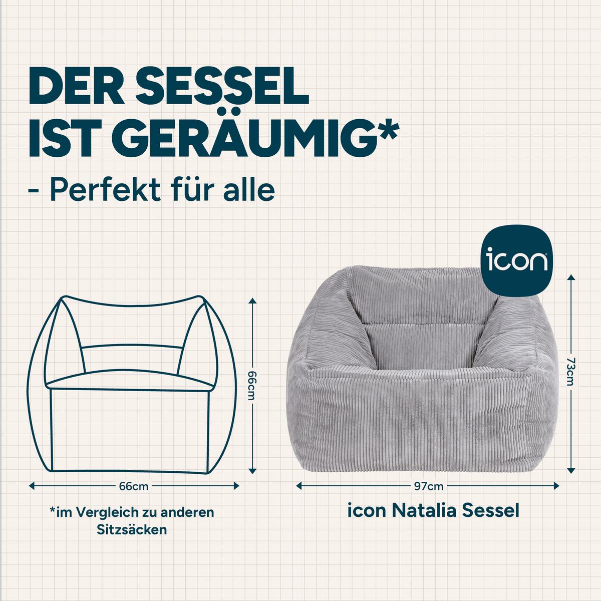 SITZSACK Cord Sessel Natalia - Hellgrau/Grau, Textil (97/73/84cm) - icon