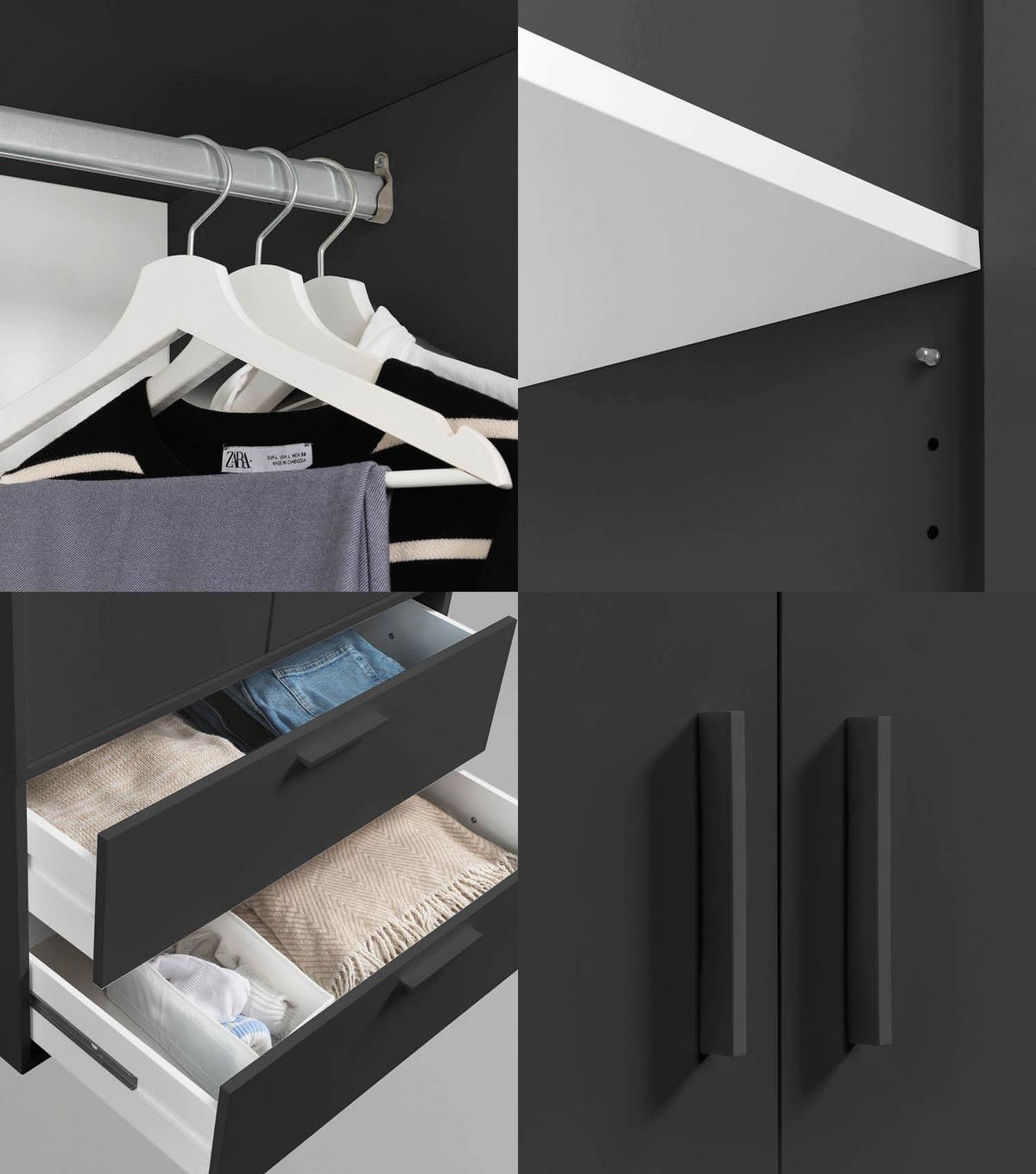 KLEIDERSCHRANK Der Kleiderheld - Anthrazit, Holzwerkstoff (80/180/51cm) - Mokebo