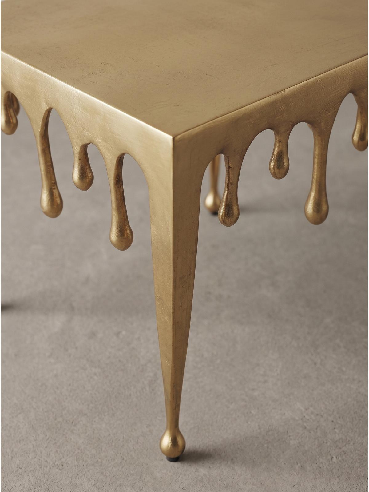 BEISTELLTISCH GARD, Aluminium, handgefertigt, Gold, 45,5 x 45,5 x 51 cm - Goldfarben, Metall (45.5/45.5/51cm) - KADIMA DESIGN