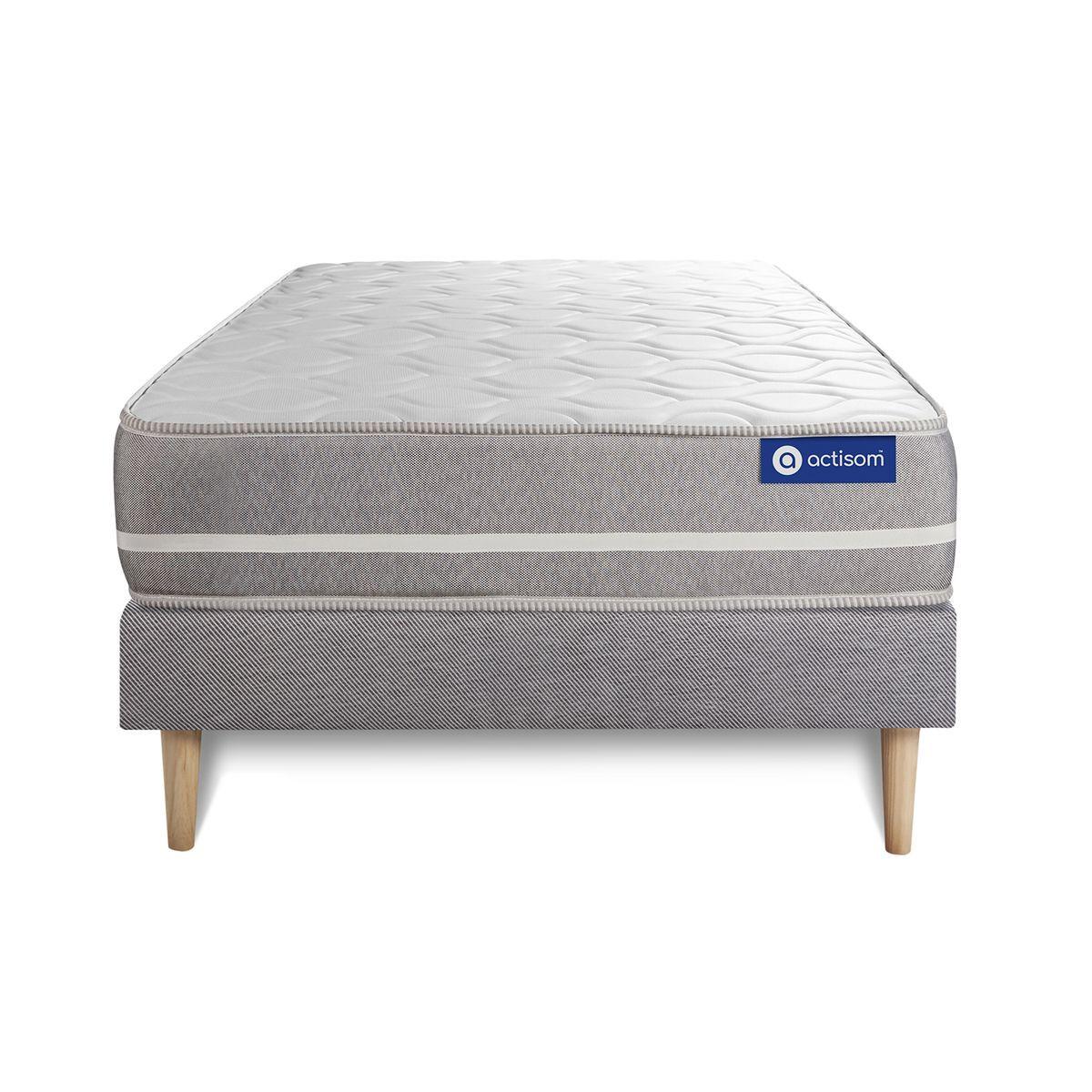 BETT Actilatex touch Latex und Memory-Schaum 80 x 200 cm h1 - Kit Bettgestell Grau - Beige/Grau, Karton/Holz (80/200cm) - ACTISOM