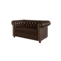 CHESTERFIELD-SOFA 2-sitzer Morin Braun vegan Leder - Braun, Holz/Textil (148/72/86cm) - S-Style Möbel