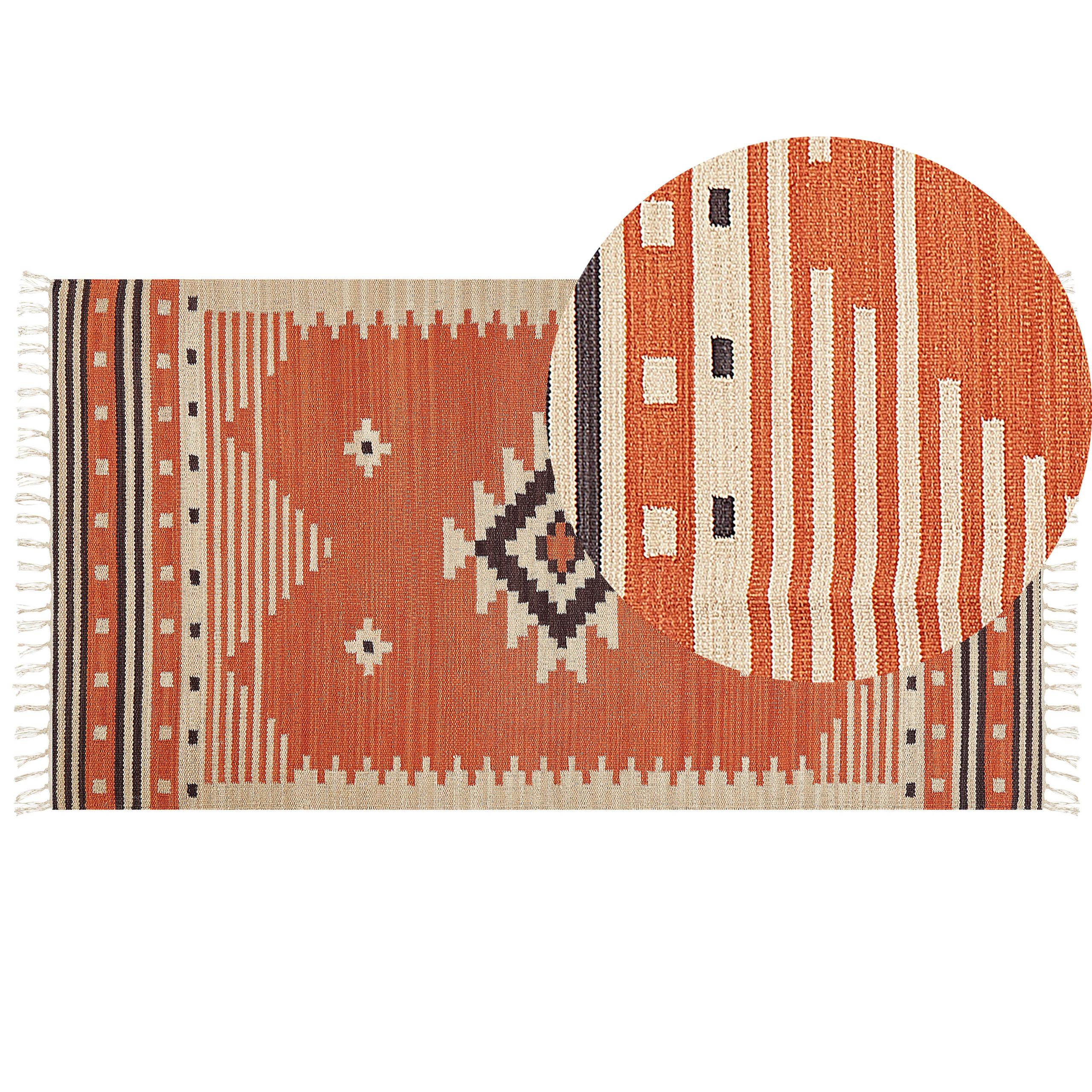 KELIM-TEPPICH Gavar 150/80 cm - Orange, Textil (80/150cm) - Beliani