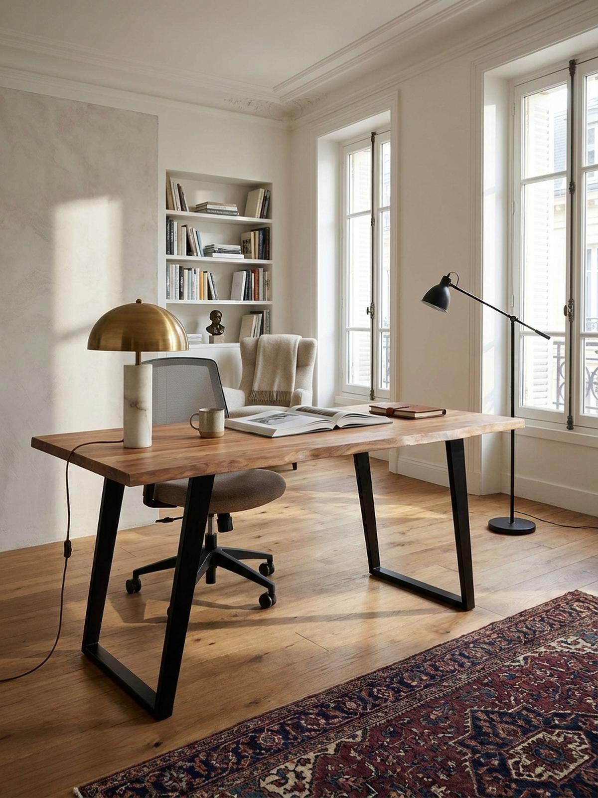 SCHREIBTISCH Massivholz Baumkante U-Gestell Handarbeit ATOLL, Goldbraun-Schwarz 160x80x76 cm - Schwarz/Braun, Holz/Metall (80/160/76cm) - KADIMA DESIGN