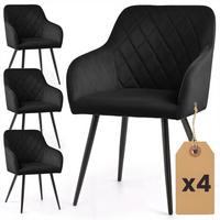 POLSTERSTUHL 4er Set, Metallbeine Schwarz 54,5/82/58 - Schwarz, Textil (55/82/52cm) - RAUMHIRSCH FURNITURE