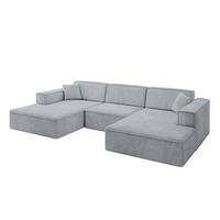 WOHNLANDSCHAFT IREA-U1-v4 - 301x165x77 cm Grau - Titanfarben, Holzwerkstoff/Textil (301/77/165cm) - ALTDECOR
