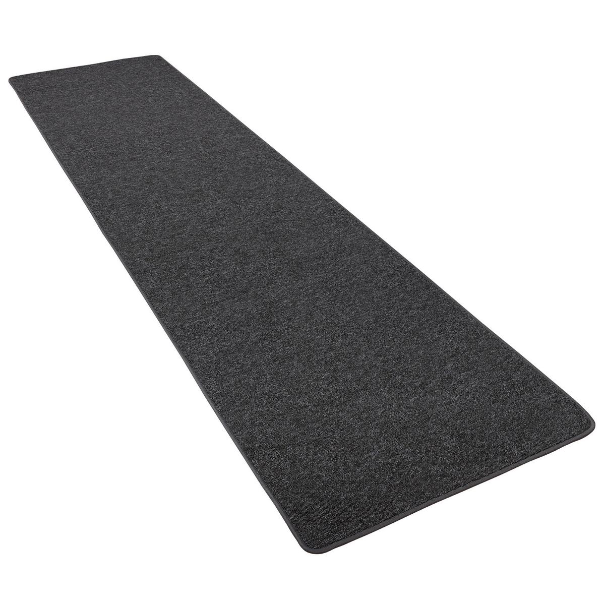 FEINSCHLINGEN VELOUR LÄUFER TEPPICH STRONG - Schwarz/Grau, Textil (100/200cm) - Snapstyle