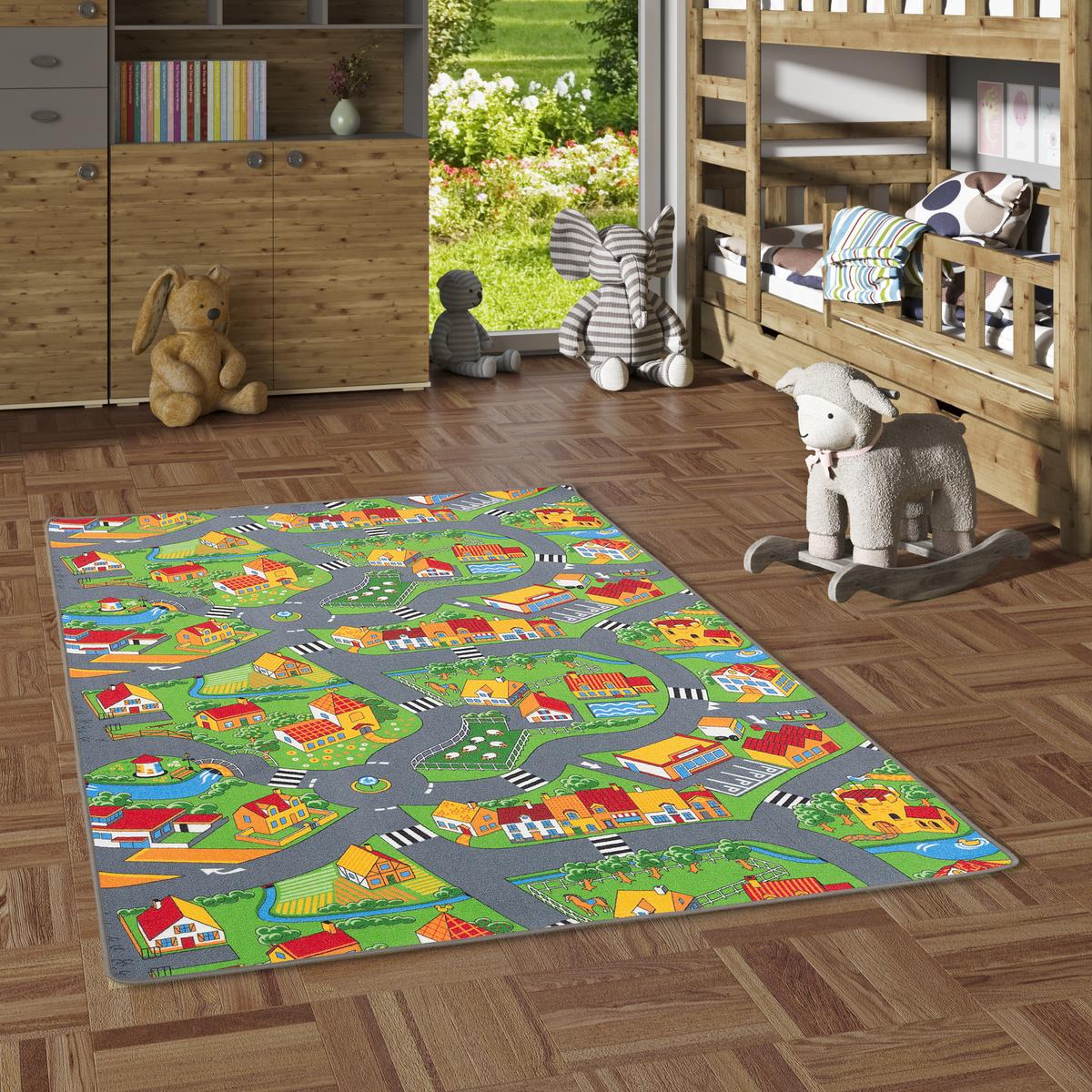 KINDER SPIEL STRASSENTEPPICH - Grün, Textil (200/250cm) - Snapstyle