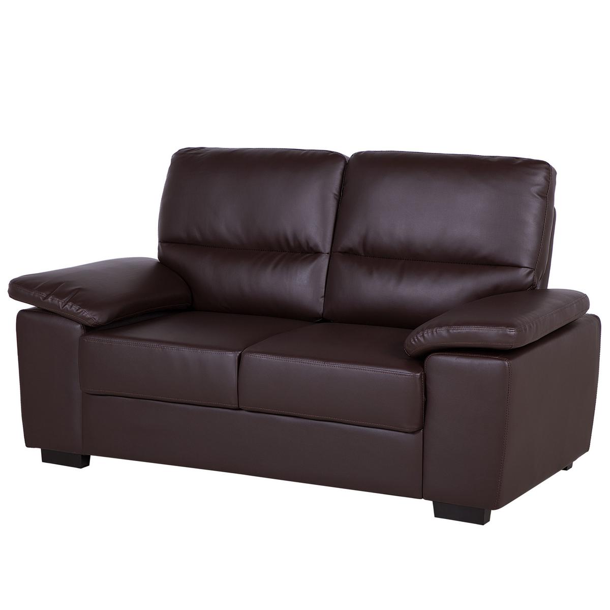 2-SITZER-SOFA Kunstleder Braun Vogar - Dunkelbraun, Kunststoff/Textil (156/90/74cm) - Beliani