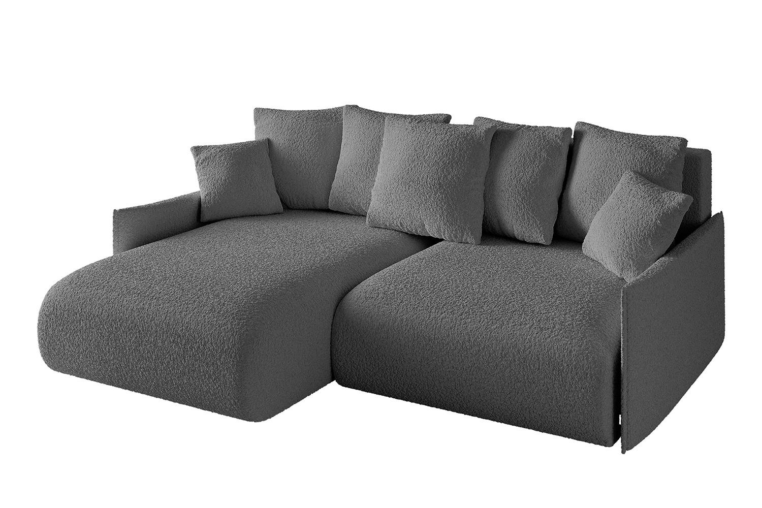ECKSOFA Ottomane links ONESK-L -v1 216x177x72 Grau Bouclé - Platinfarben, Holzwerkstoff/Kunststoff (216/177cm) - ALTDECOR