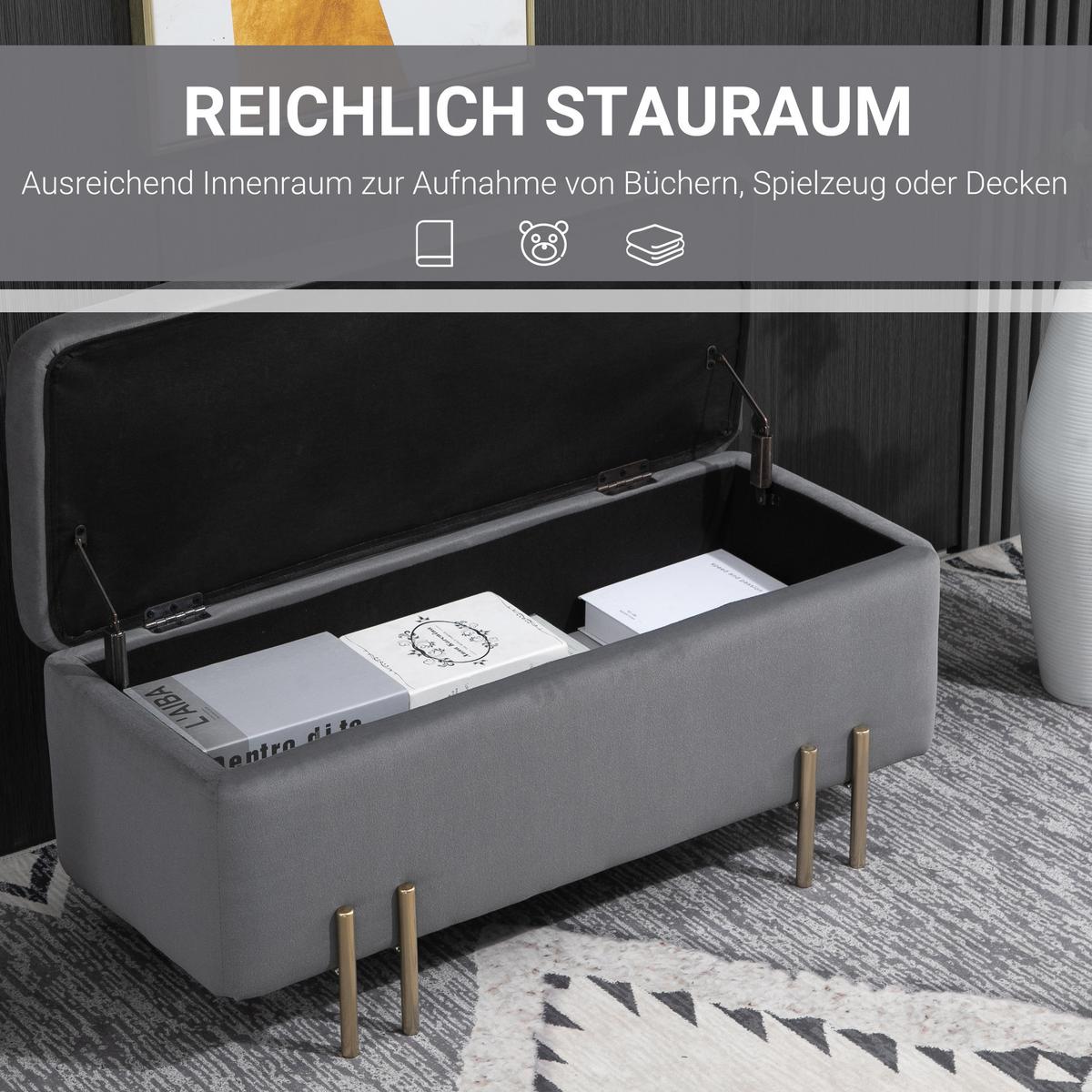 TRUHENBANK Dunkelgrau - Dunkelgrau, Textil (40/42/100cm) - HOMCOM