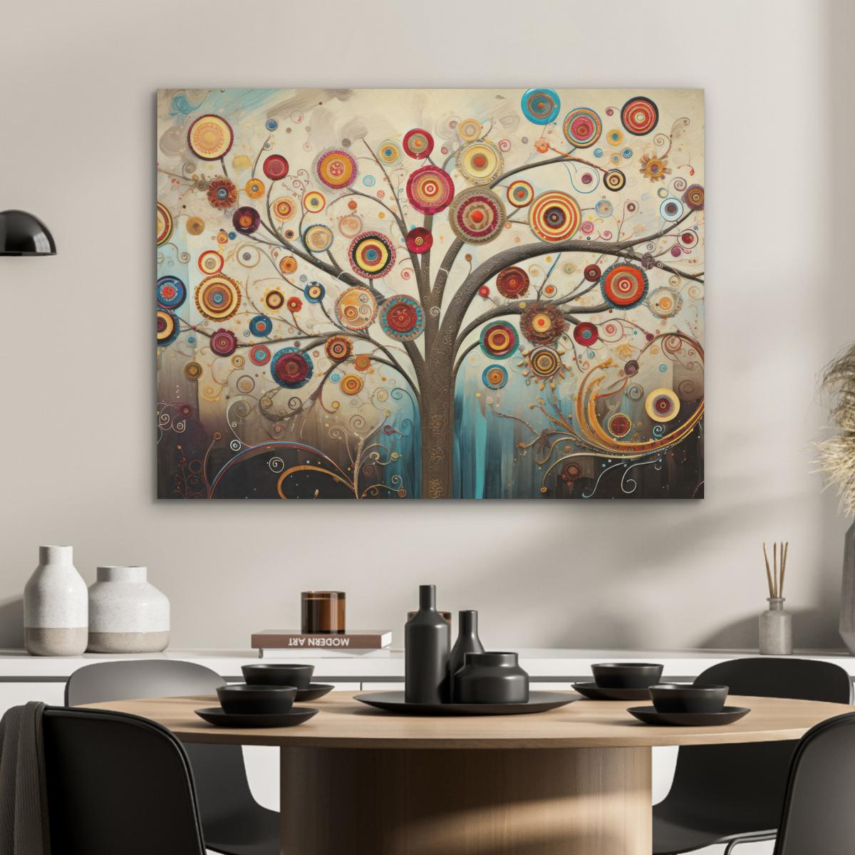 AKUSTIKBILD Baum - Baum des Lebens - Farbe Gemälde 80x60 cm - Braun, Kunststoff (80/60/0.9cm) - MuchoWow