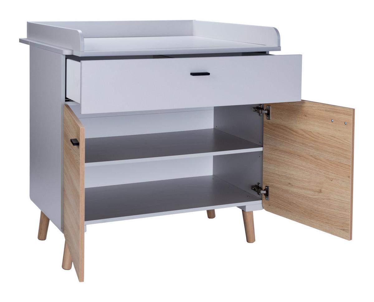 WICKELKOMMODE Lovis - Eichefarben/Hellgrau, Holz/Holzwerkstoff (95/96/79cm) - arthur berndt