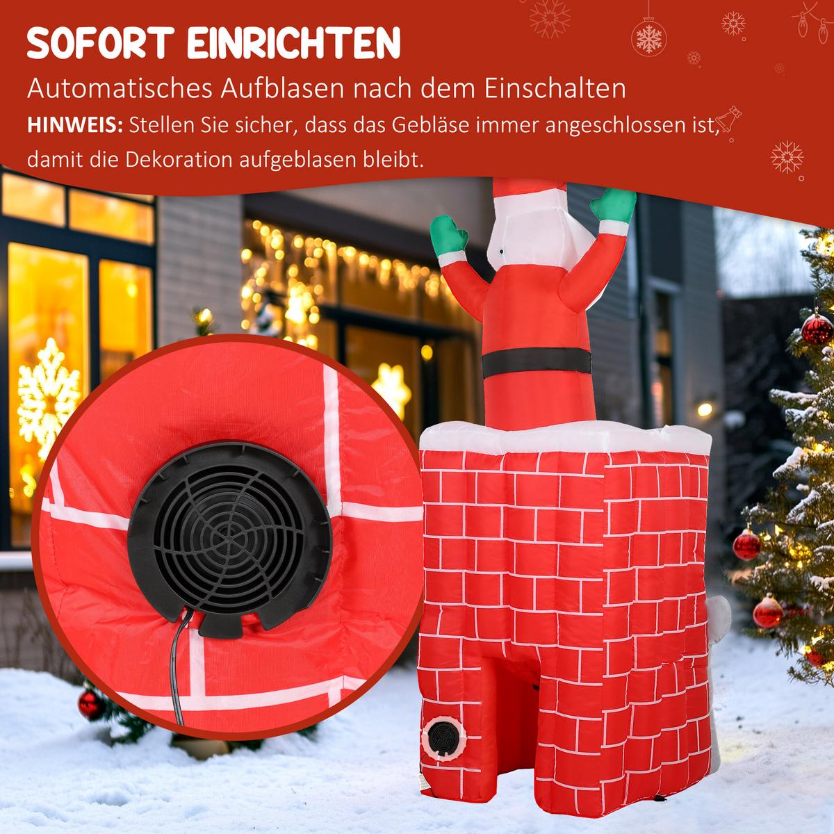AUFBLASBARER Weihnachtsmann 210cm Weihnachtsdeko mit Hebebühne LED-Lichtern - Multicolor, Textil (80/210/90cm) - Outsunny