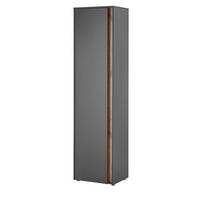SCHUHSCHRANK grau matt, Eiche Wotan 50x200 cm, Graderobenschrank 10 Fächer - Eiche Wotan/Schwarz, Holzwerkstoff/Kunststoff (50/200/40cm) - Furn.Design