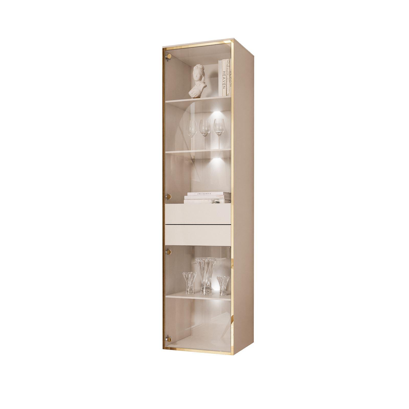VITRINE HÄNGENDE AURORA in Kaschmir mit LED-Beleuchtung - Kaschmir, Holzwerkstoff (45/181/40cm) - Lookway