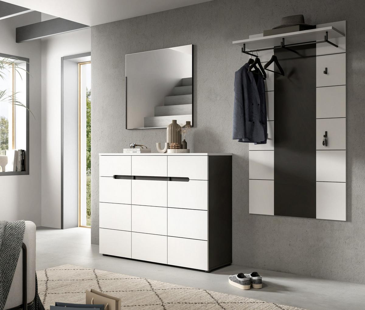 GARDEROBENPANEEL in weiß, grau, Wandgarderobe 80 x 141 cm, Cooper - Weiß/Grau, Holzwerkstoff/Metall (80/141/141cm) - Inn.Furn